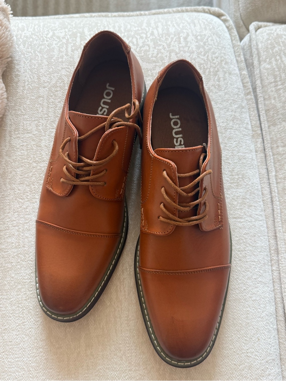 Men's Tan Leather Lace-Up Dress Shoes